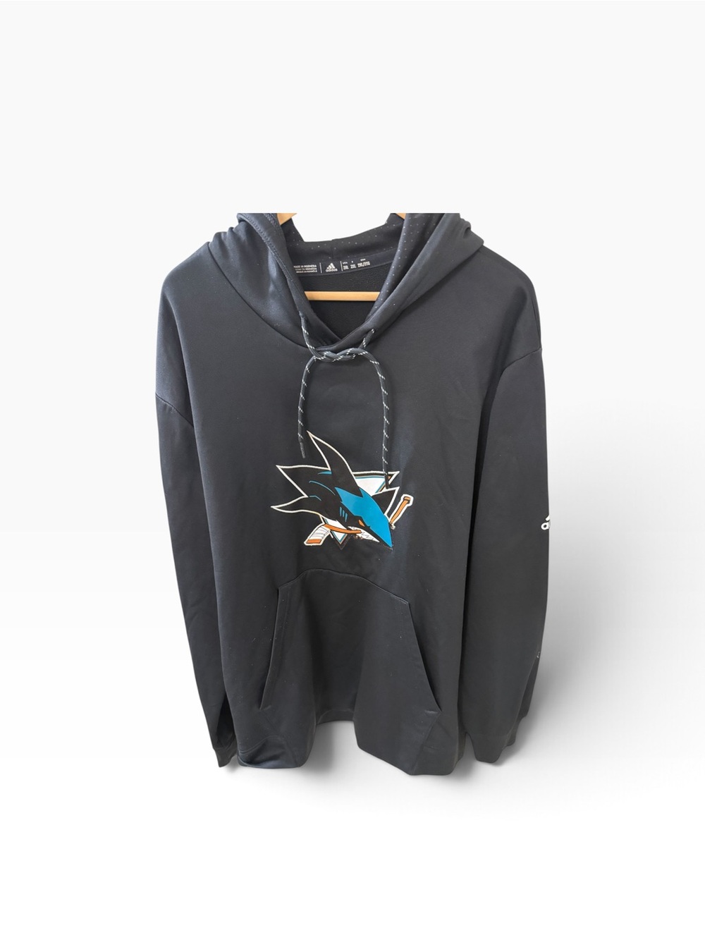 San Jose Sharks Zip-Up Pull over  Hoodie with Teal Logo draw strings NHL Hockey